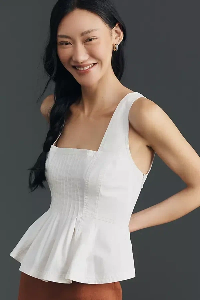 Pilcro Sleeveless Reworked Peplum Top In White