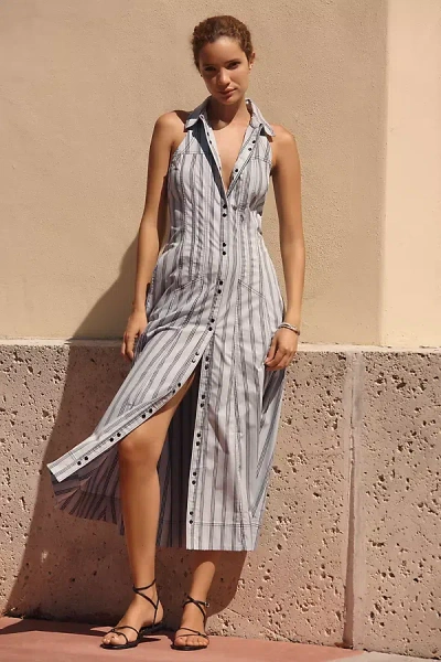 Pilcro Sleeveless Snap-front Midi Shirt Dress In Multi