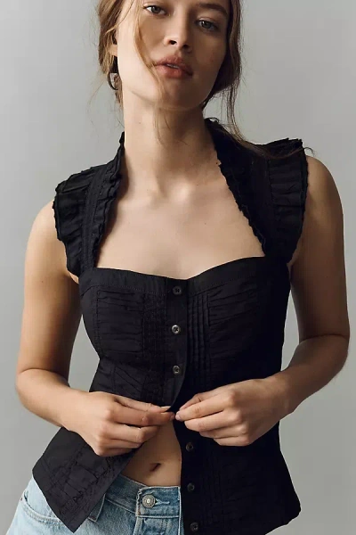 Pilcro Sleeveless Structured Blouse In Black