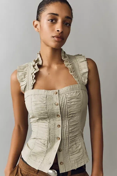 Pilcro Sleeveless Structured Blouse In Green
