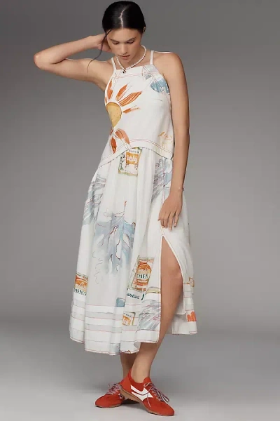 Pilcro Sleeveless Twofer Midi Dress In Beige