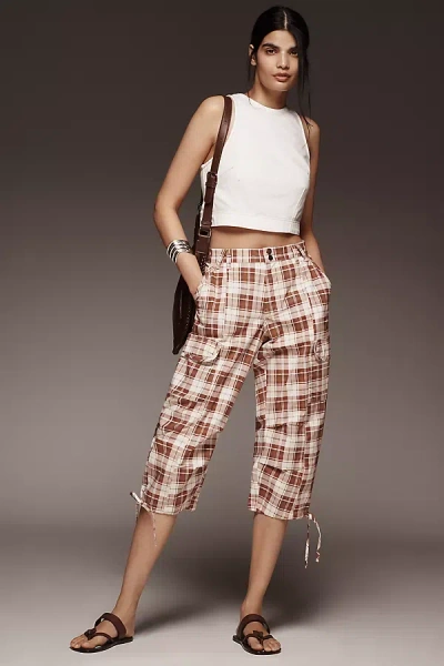 Pilcro Slim Cargo Capri Pants In Brown