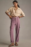 Pilcro Slim Linen Beach Cargo Pants In Purple