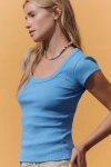Pilcro Slim Scoop-neck Tee In Blue