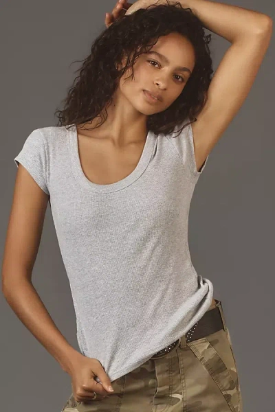 Pilcro Slim Scoop-neck Tee In Grey