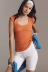 Pilcro Slim Scoop-neck Tee In Orange