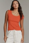 Pilcro Slim Scoop-neck Tee In Red