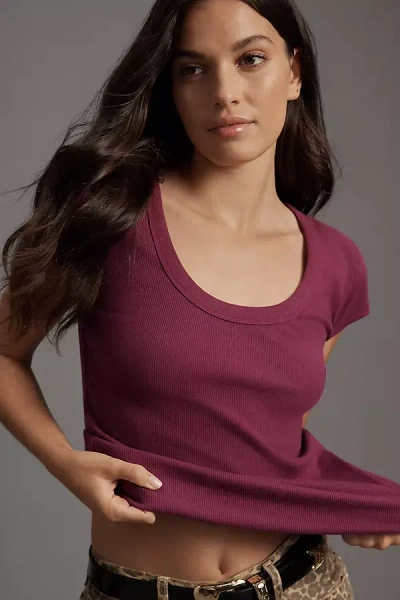 Pilcro Slim Scoop-neck Tee In Purple