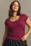Pilcro Slim Scoop-neck Tee In Purple