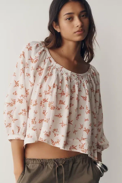 Pilcro Smocked Babydoll Top In Multi