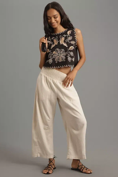 Pilcro Smocked Curve Pull-on Pants In White
