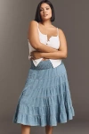 Pilcro Smocked Denim Maxi Skirt In Blue