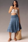Pilcro Smocked Denim Maxi Skirt In Blue