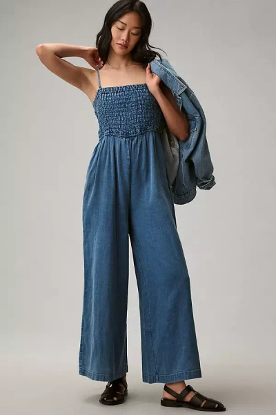 Pilcro Smocked Jumpsuit In Blue