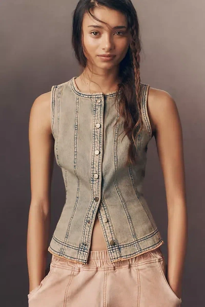 Pilcro Soft Wash Vest By  Top In Blue