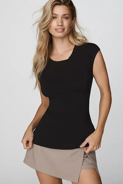 Pilcro Split-back Tee In Black