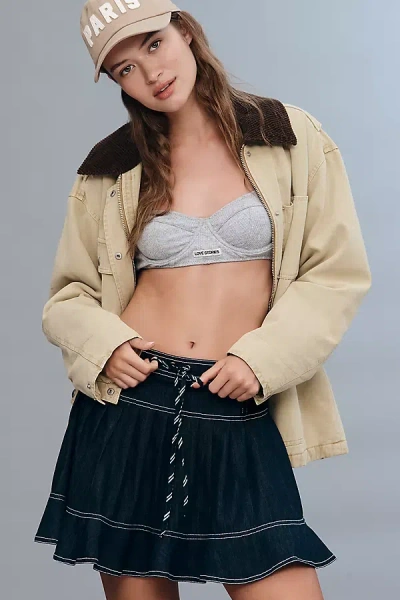 Pilcro Sporty Tiered Denim Mini Skirt In Blue