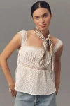 Pilcro Square-neck Cotton Pintuck Blouse