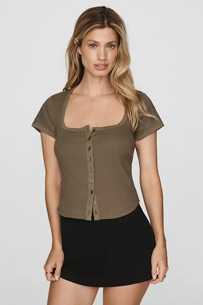 Pilcro Square-neck Cardigan Top In Brown