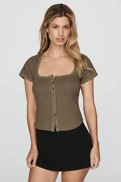 Pilcro Square-neck Cardigan Top In Green