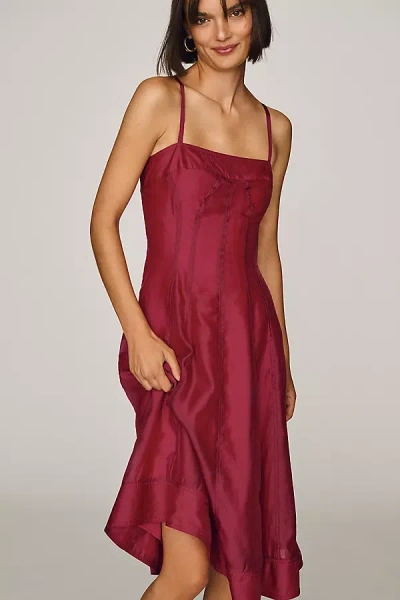 Pilcro Square-neck Chiffon Mini Dress In Burgundy