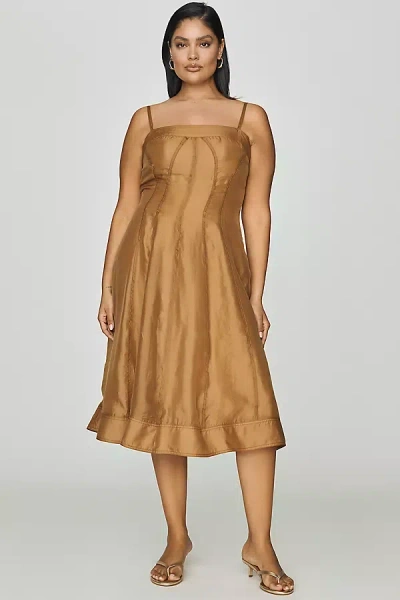 Pilcro Square-neck Chiffon Mini Dress In Gold