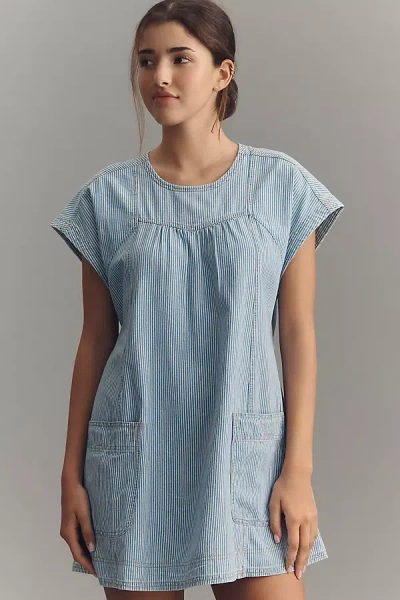 Pilcro Square-neck Swing Mini Dress In Blue