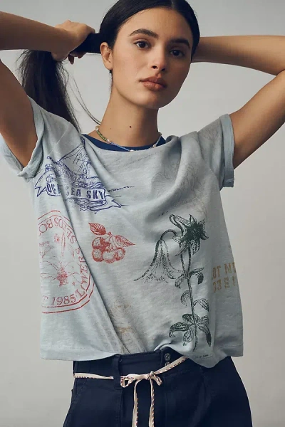 Pilcro Stamp Printed Tee In Blue
