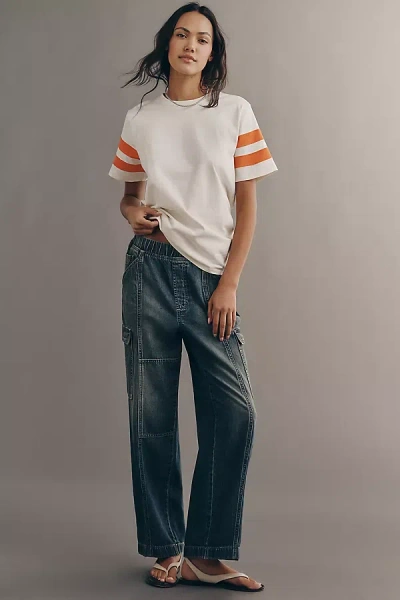 Pilcro Standard Issue High-rise Pull-on Tapered Cargo Jeans In Blue