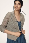 Pilcro Stitchy Bomber Cardigan Sweater In Green