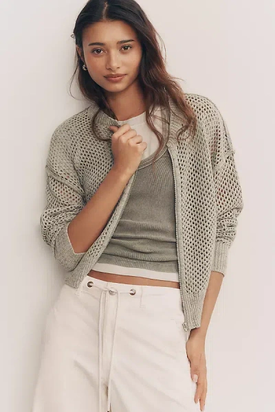 Pilcro Stitchy Bomber Cardigan Sweater In Neutral