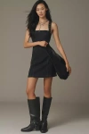 Pilcro Studded Square-neck Denim Mini Dress In Gray