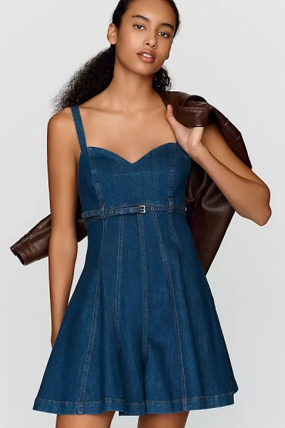 Pilcro Sweetheart Denim Romper In Blue