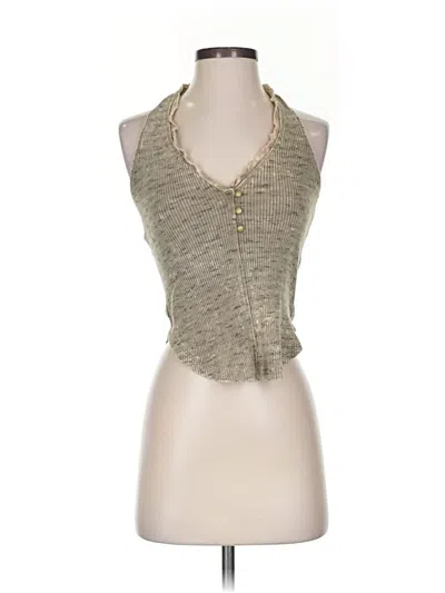 Pre-owned Pilcro Tank Top Tan Halter Neckline Tops In Brown