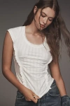 Pilcro Textured Cap-sleeve Tee In White