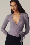 Pilcro Textured Wrap Knit Top In Purple