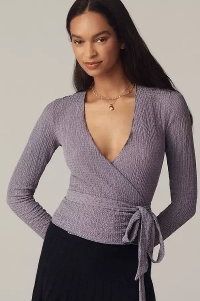 Pilcro Textured Wrap Knit Top In Purple