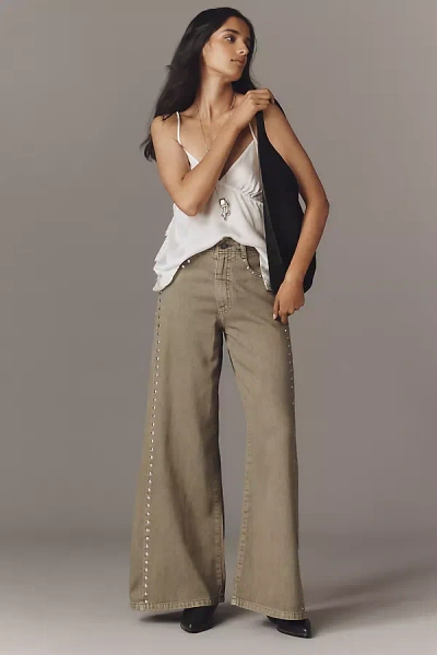 Pilcro The Adi Mid-rise Flare Novelty Pants By  In Green