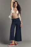 Pilcro The Adi Mid-rise Frayed Relaxed Cropped Flare Pants By : Linen Blend Edition In Blue
