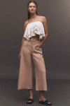 Pilcro The Adi Mid-rise Frayed Relaxed Cropped Flare Pants By : Linen Blend Edition In White