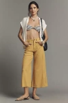 Pilcro The Adi Mid-rise Frayed Relaxed Cropped Flare Pants By : Linen Blend Edition In Nude