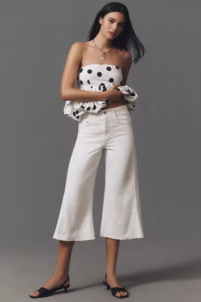 Pilcro The Adi Mid-rise Frayed Relaxed Flare Jeans By : Cropped Edition In White