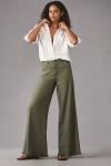 Pilcro The Adi Mid-rise Frayed Relaxed Flare Jeans By : Linen Edition In Green