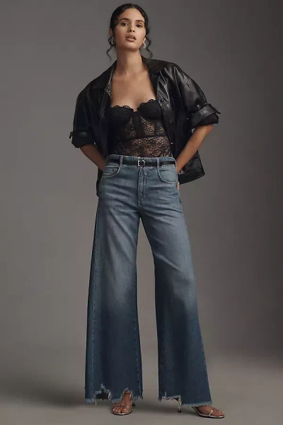 Pilcro The Adi Mid-rise Frayed Relaxed Flare Pants By  In Blue