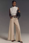 Pilcro The Adi Mid-rise Frayed Relaxed Flare Pants By : Linen Edition In Beige