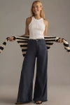 Pilcro The Adi Mid-rise Frayed Relaxed Flare Pants By : Linen Edition In Blue