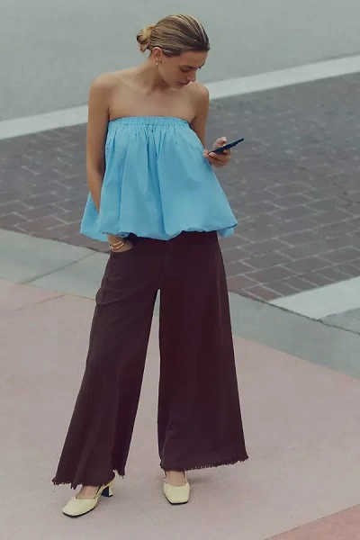 Pilcro The Adi Mid-rise Frayed Relaxed Flare Pants By : Linen Edition In Brown