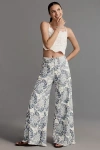 Pilcro The Adi Mid-rise Frayed Relaxed Flare Pants By : Printed Linen Edition
