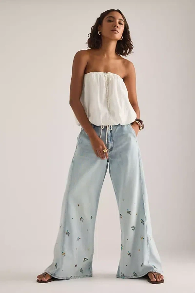 Pilcro The Adi Mid-rise Ditsy Floral Flare Jeans By  In Blue