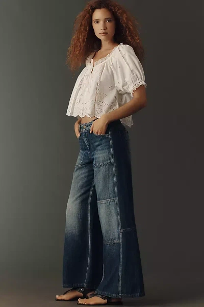 Pilcro The Adi Reworked Mid-rise Relaxed Wide-leg Jeans By  In Blue